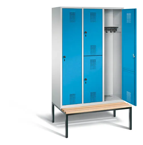 Stahlschrank mit Sitzbank